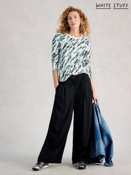 White Stuff White/Green Clara Long Sleeve Stripe T-Shirt (V41039) | £35