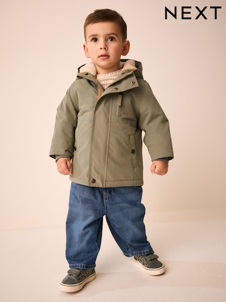 Green - Waterproof Borg Lined Parka (3mths-7yrs)
