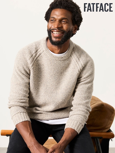 Grey - Regular Fatface Crew Neck Jumper