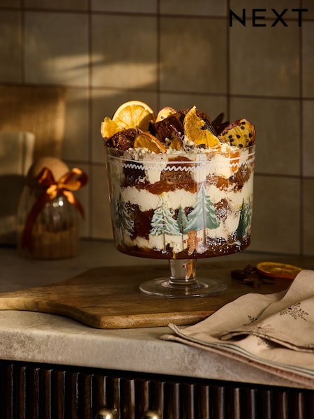 Christmas Gingerbread Glass Trifle Dessert Bowl