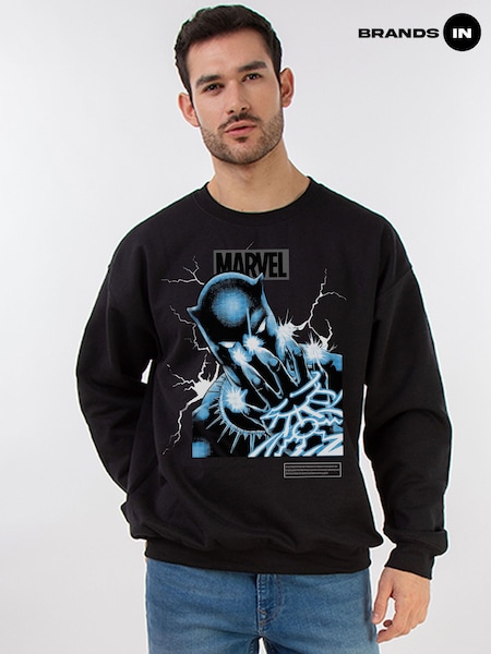Brands In Black Marvel Panther Claws Sweat Top (V41338) | £36