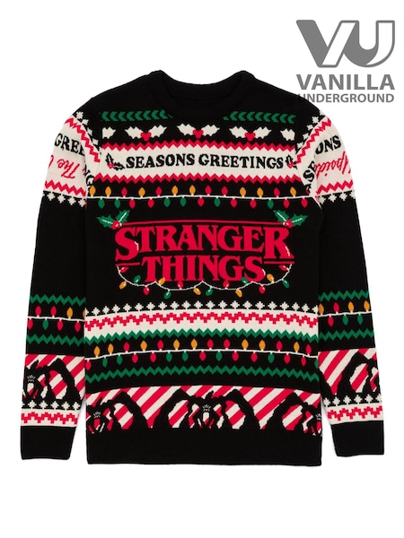 Vanilla Underground Black Stranger Things Unisex Black Christmas Jumper (V41371) | £50
