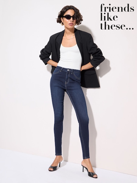 Dark Wash - Friends Like These High Waisted Zip Front Jeans