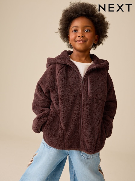 Chocolate Brown - Zip Up Hooded Fleece Jacket (3-16yrs)