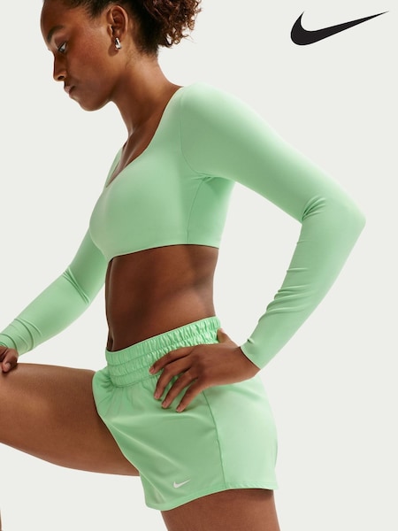 Green - Nike One Dri-fit Mid Rise 3 Inch Brief Lined Shorts