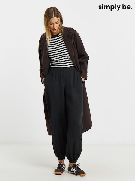 Simply Be Black Texture Balloon Trousers (V42791) | £34