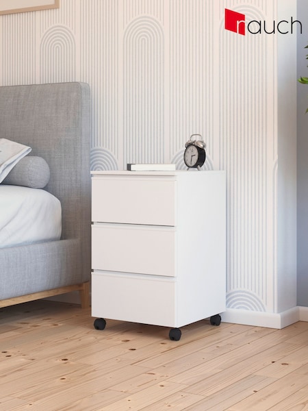 Rauch Alpine white Joelle 2 Drawers Bedside Table On castors (V42800) | £215