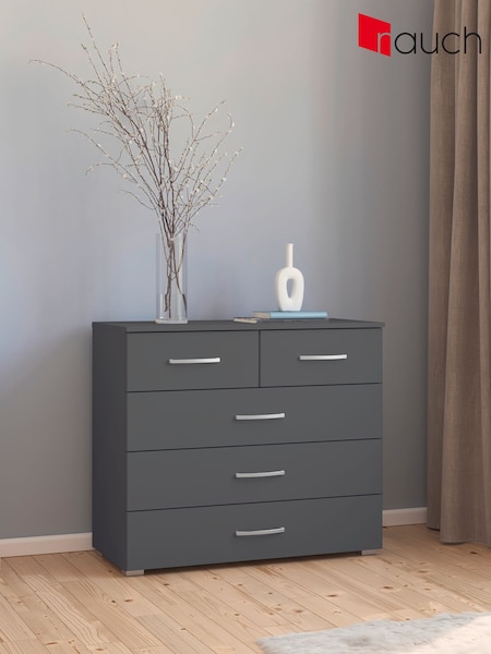 Rauch Metallic grey Cameron 5 Drawer Chest (V42807) | £335