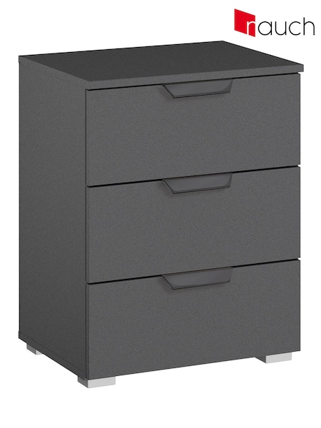 Rauch Metallic grey Fosta 3 Drawer Bedside Table (V42808) | £190