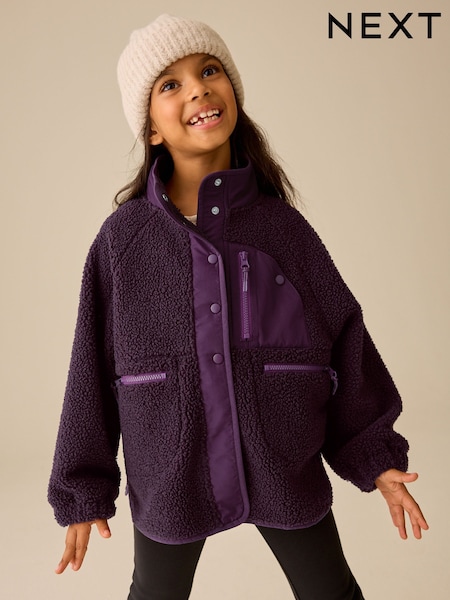 Berry Pink - Button Up Fleece Jacket (3-16yrs)