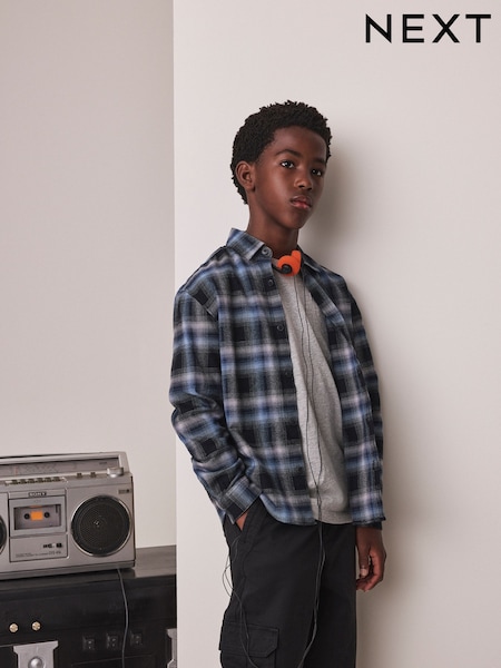 Blue Check - Long Sleeve Check Shirt (3-16yrs)