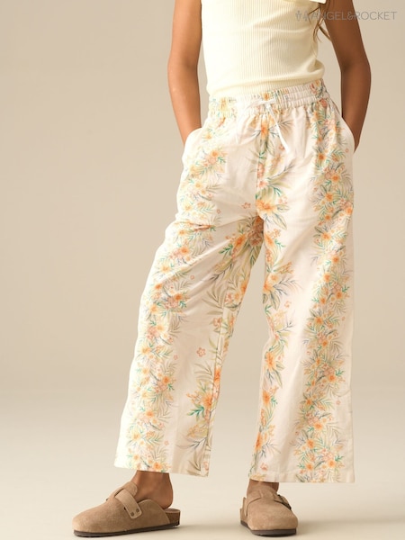 Angel & Rocket Yellow Primrose Floral Print Tie Waist Trousers (V43098) | £24 - £28