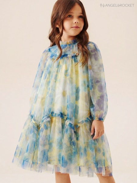 Angel & Rocket Yellow Beatrice Mesh Frill Dress (V43116) | £32 - £39