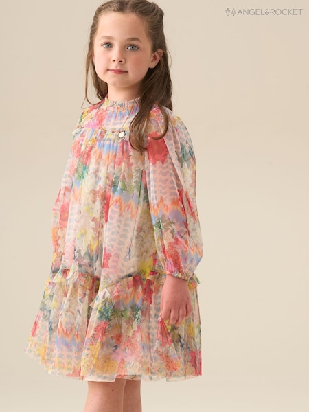 Angel & Rocket Cream Beatrice Mesh Frill Dress (V43117) | £32 - £39