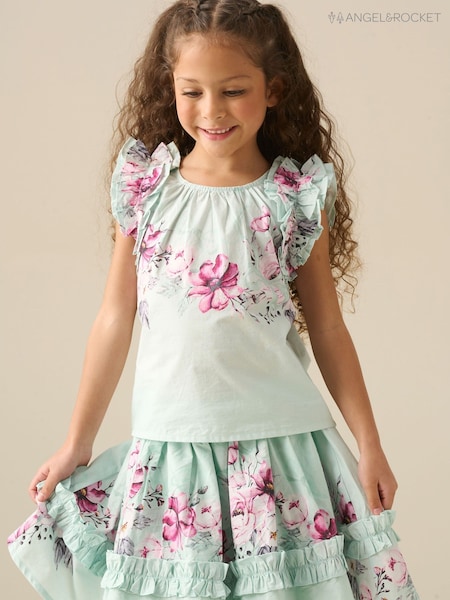 Angel & Rocket Green Nina Ruffle Shell Blouse (V43133) | £22 - £26