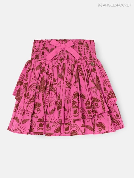 Angel & Rocket Pink Izzy Palm Print Shirred Waist Mini Skirt (V43142) | £24 - £28