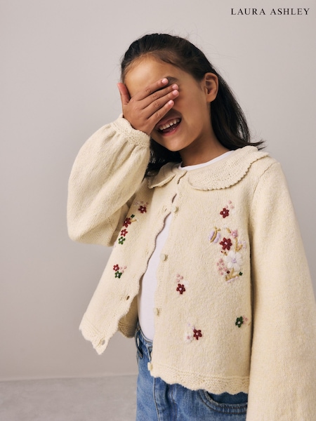Cream - Embroided Knit Cardigan