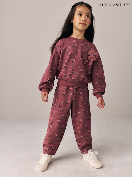 Dark Pink - Floral Corsage Tracksuit Set