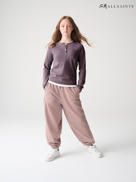 Purple - Smallsaints Script Henley Top And Joggers Set