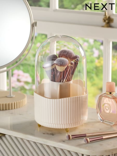 Cream - 360° Rotating Makeup Brush Organiser