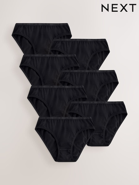 Black - Thin Elastic Bikini Briefs 7 Pack (5-16yrs)