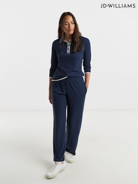 JD Williams Blue Button Front Collared Long Sleeve Top (V44458) | £27