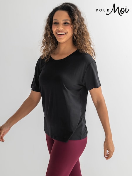 Pour Moi Black The Off Duty Short Sleeve Yoga Top (V44462) | £30
