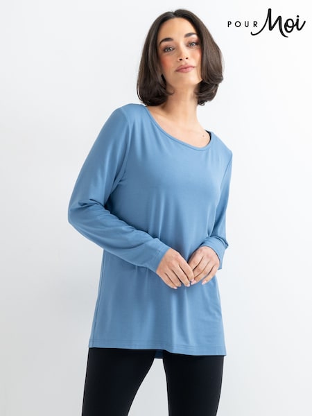 Pour Moi Blue The Off Duty Long Sleeve Yoga Top (V44465) | £32