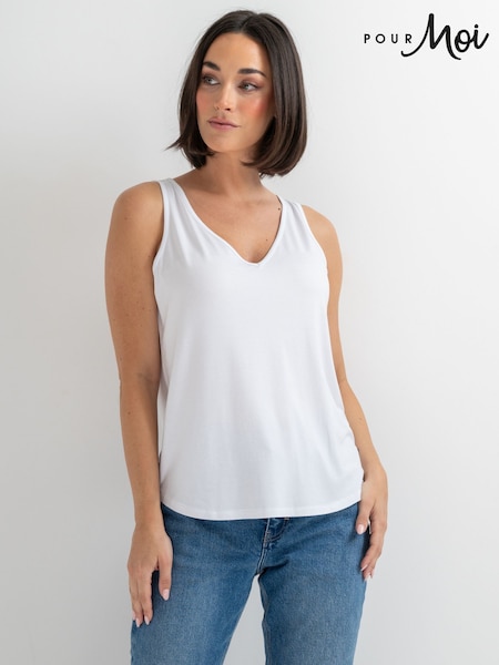 Pour Moi White The Off Duty Sophie Vest Top (V44470) | £19