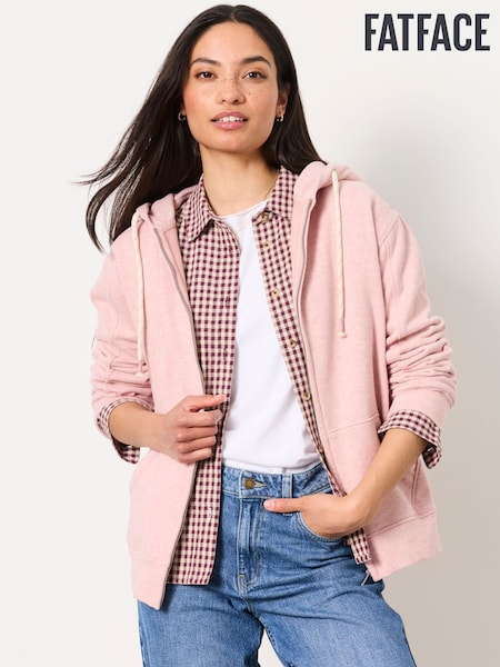 Rose Pink Marl - Fatface Zip Through Hoodie