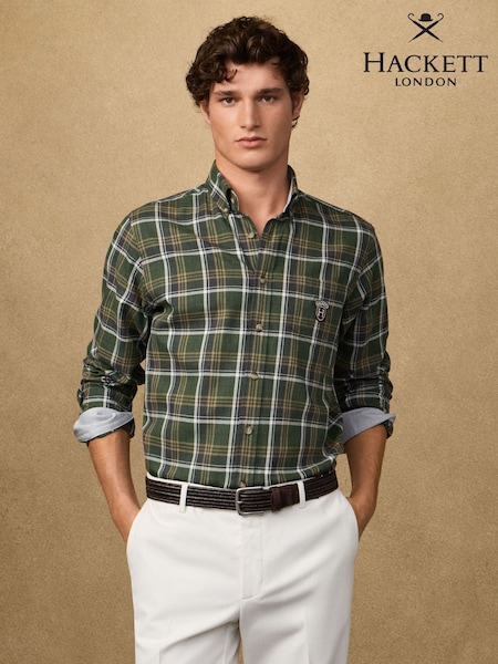 Hackett Green Heritage Plaid Badge Logo Shirt (V45128) | £140
