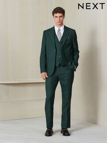 Green - Regular Tailored Fit Flannel Suit Trousers
