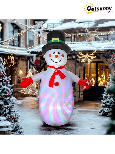 Outsunny 8ft Inflatable Christmas Snowman With Disco And Led Lights Outdoor Decoration