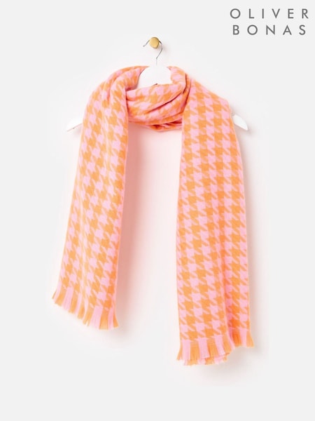 Oliver Bonas Pink Houndstooth Midweight Scarf (V45587) | £38