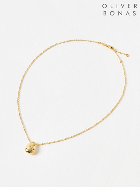 Oliver Bonas Green Carina Star Teardrop Charm Gold Plated Pendant Necklace (V45595) | £60