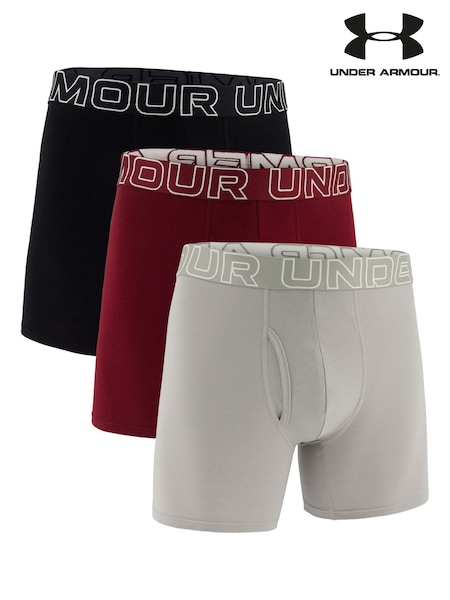 Red - Regular Under Armour Performance Cotton Solid 6" Boxers 3 Pack
