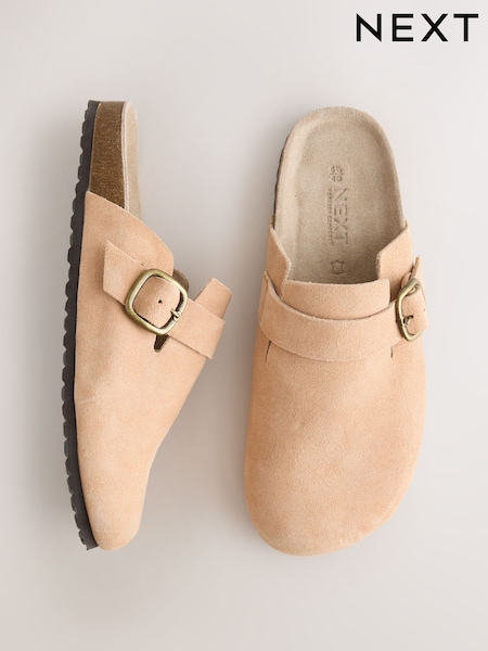 Rust Brown - Leather Footbed Clogs