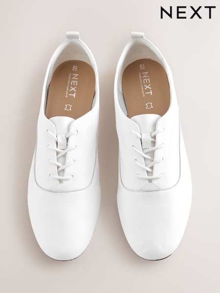 White - Forever Comfort® Leather Lace Up Jazz Shoes
