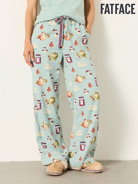 Teal Green - Fatface Autumn Print Wide Leg Pyjama Bottoms