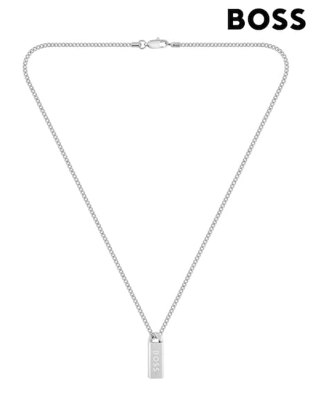 BOSS Silver Tone Kassy Emblem Stainless Steel IP Pendant Necklace (V46158) | £119