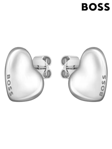 BOSS Silver Tone Ladies Honey Stainless Steel Heart Earrings (V46171) | £59
