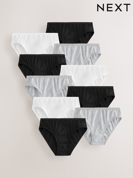 Black/White - Bikini Briefs 10 Pack (5-16yrs)