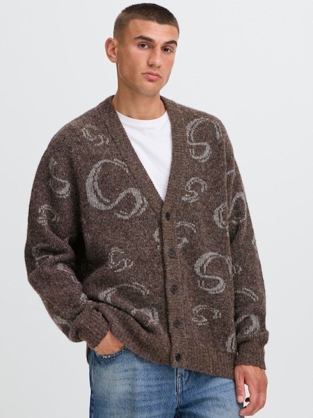 !Solid Brown Long Sleeve V-Neck Cardigan (V46311) | £95