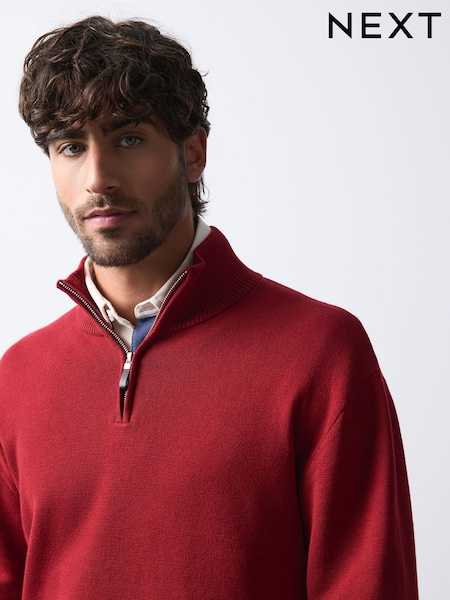 Burgundy Red - Regular Quarter Zip Jumper
