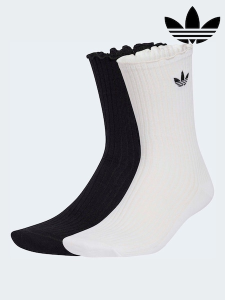 Black/White - Adidas Originals Kids Ruffle Crew Socks