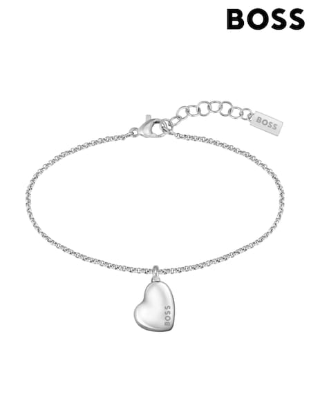 BOSS Silver Tone Ladies  Honey Stainless Steel Heart Bracelet (V46737) | £69