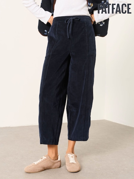 Navy - Fatface Barrel Cropped Cord Trousers