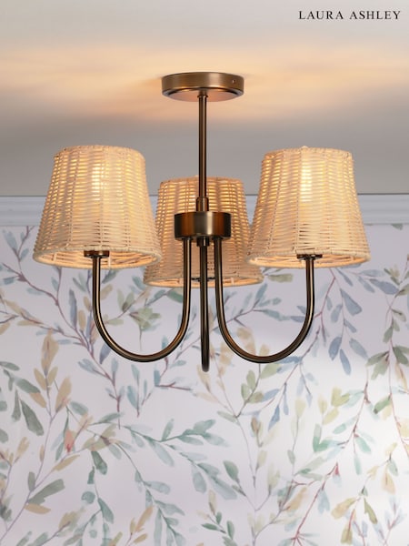 Laura Ashley Bronze Hasfield 3 Semi Flush Satin Ceiling Light (V46782) | £125