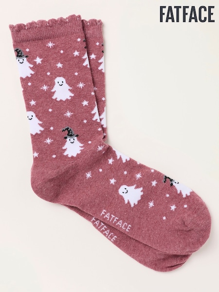 Berry Pink - Fatface Halloween Ghost Socks