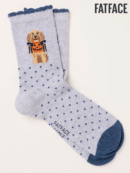 Grey - Fatface Halloween Dog Socks